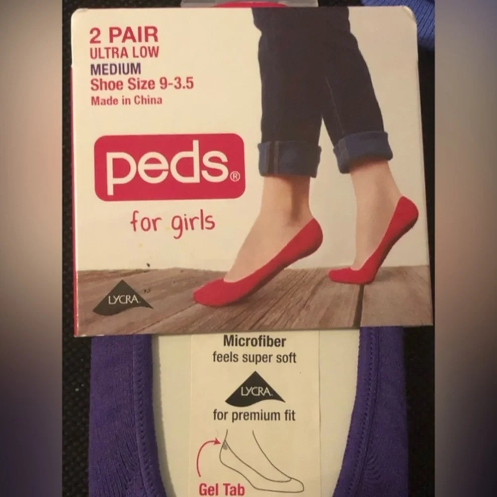6pairs Peds ultra low microfiber blue & purple socks for‎ girls shoe size 9-3.5
